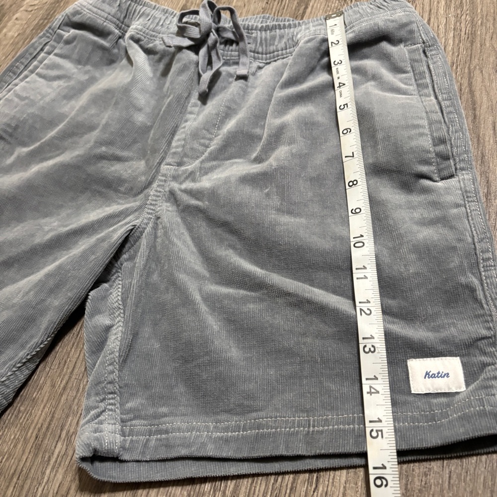 Katin Men's Corduroy Shorts Size Small, Gray, Elastic Waist, Drawstring - Picture 10 of 11